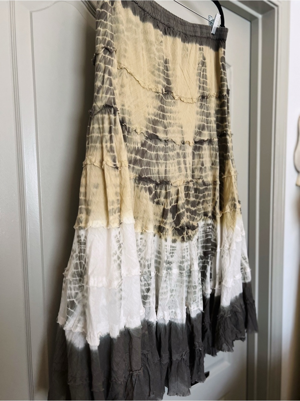 SOLD 💗 Metro Wear 100% Cotton Tie Dye Tiered Maxi Skirt Boho Lagenlook Festival - Picture 6 of 7